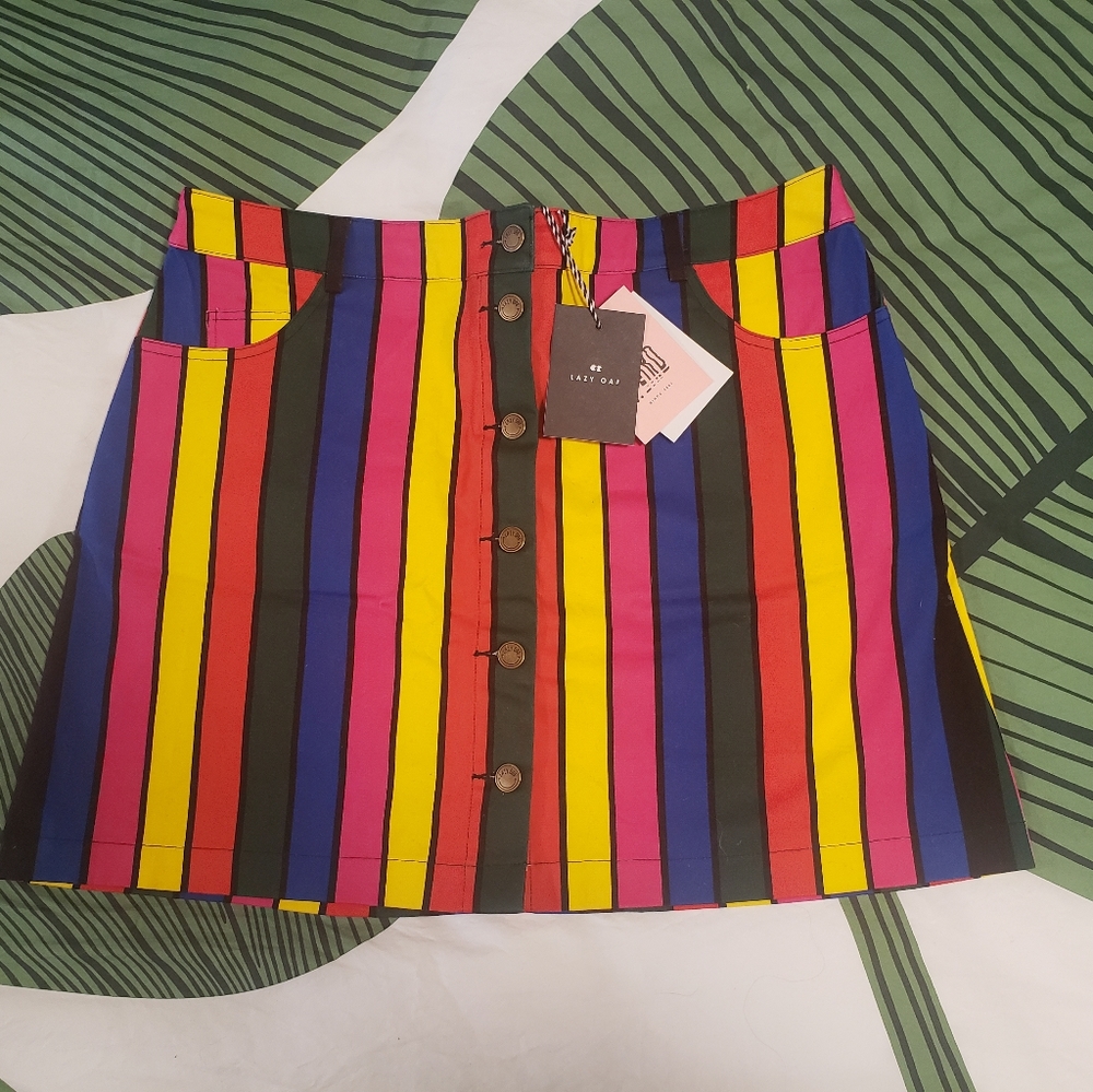 Lazy Oaf striped skirt NWT